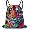 Generic Colorful Splash Ink King of Tiger Art Borsa Sportiva Zaino con Cordone Pieghevole Unisex per Escursionismo Vacanze Spiaggia Tasche Coulisse 36X42Cm