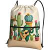 Generic Borsa con Coulisse Funny Cactus Sportiva Sacche Lavabile Sport Gym Sacca Borsa Durevole per Yoga Scuola