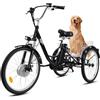 Fanesen Bicicletta elettrica triciclo per adulti, 24 pollici, per uomo e donna, 3 ruote, batteria al litio da 36 V, 15 Ah, motore elettrico da 250 W, display LCD, velocità 25 km/H