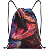 HLBSDM Borsa sportiva con coulisse e motivo a di dinosauro colorato, ideale per palestra, yoga e adulti, 14x16,9 pollici, piccola.