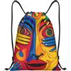 HLBSDM Borsa sportiva con coulisse e stampa graffiti astratti, ideale per palestra, yoga e adulti, taglia media (35,5 x 43,9 cm).