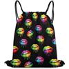 Generic Pride LGBT Rainbow Lips Black Borsa Coulisse Zaini Sportivi Regolabile Stringa per Donna All'Aperto Nuoto Borsa Palestra 36X42Cm
