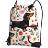 Generic Sportiva Sacche Watercolors Daschund Dog Borsa con Coulisse Durevole Sacche Zaino Lavabile per Shopping Yoga