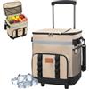 Zenselect Grande borsa frigo con ruote, 65 x 45 x 50 cm, borsa termica isolata, robusta, portatile, per campeggio, picnic, auto, viaggi