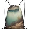 HLBSDM Con vista sul lago Borse con coulisse Sport Palestra Yoga Zaino con coulisse Adulto 14x16,9 pollici Piccolo