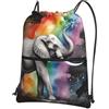 Generic Borsa con Coulisse Elephant Rainbow Sportiva Sacche Leggero Sacche Zaino Durevole per Viaggio Sport