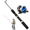 Generico Canna E Mulinello Da Pesca | Canna Telescopica con Mulinello | Set da Viaggio in Fibra di Carbonio per Persico Trota Pesce Gatto Crappie Lago Fiume Mare Sponda