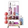 Generic Scaffale portaoggetti a 3 livelli per tappetino da yoga con ganci e ruote, carrello organizer per manubri per attrezzature da palestra domestica, soluzione per riporre attrezzi da ginnastica