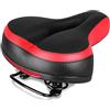 sdgERYEeg Sella for bicicletta grande con cuscino morbido adatta for bici da strada, mountain bike e spinning indoor(Red)