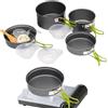 TABSIRAH Pentole da campeggio | Pentole da viaggio per esterni, set di padelle antiaderenti impilabili con manico ergonomico per sopravvivenza, picnic, escursionismo, dormitorio, camper, viaggi e
