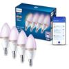 Philips Smart Lighting, Lampadina LED C37 Smart RGB, 4 Pz, E14, 470 lm, Luce Bianca Regolabile e a Colori 2.200-6.500 K, Dimmerabile, Connected by WiZ, Alexa, Google Home, Apple Home, Luci Led