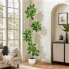 GarveeHome 210 cm Grande Ficus artificiale realistico, pianta finta interna/esterna con vaso, schiuma e ciottoli, multi tronco e fogliame, senza manutenzione, albero artificiale decorativo per soggiorno, ufficio