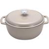 Amazon Basics Pentola Olandese in Ghisa con Coperchio, Smaltata, Tonda, Doppi Manici, Resistente, Piccola, 4.1L, Grigio Lino