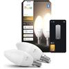 Philips Hue Smart Lampadina LED a forma di candela, B39, E14, Pacco da 2, Luce Bianco Caldo 2700 K, 470 lm, Regolazione della Luminosità, Compatibile con Alexa, Google Home e Apple Home