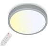 Briloner Leuchten Ceiling Light Starry Sky Dimmable Ceiling Light Colour Temperature Adjustable Surface Mounted Lamp Remote Control Silver Diameter 380 x 50 mm