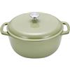 Amazon Basics Casseruola Rotonda in Ghisa Smaltata con Coperchio, 5,7 L, Verde Oliva