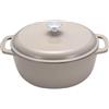 Amazon Basics Pentola Olandese in Ghisa con Coperchio, Smaltata, Tonda, Doppi Manici, Resistente, Media, 5.7L, Grigio Lino
