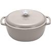 Amazon Basics Pentola Olandese in Ghisa con Coperchio, Smaltata, Tonda, Doppi Manici, Resistente, Grande, 6.9L, Grigio Lino