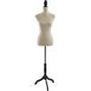 Relaxdays Manichino da sarta Relaxdays, Donna, Taglia 36/38, Regolabile 130-167 cm, a Pois, Base in Legno, Beige/Nero