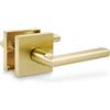 Linkaa Maniglia per porta in ottone macchiato oro, per camera da letto, bagno, senza chiave, maniglia per porta esterna/interna, senza serratura