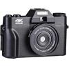 YFDGD Fotocamera Digitale HD Da 48 MP Zoom 16X 4K WIFI Registratore Vlog Retrò Compatta Con Schermo Ribaltabile 3 Pollici Scatta Nitida Fluida(With 64GB Card)