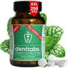 denttabs Compresse spazzolini menta con fluoro in barattolo XXL 250 pastiglie sufficienti per 4 mesi di cura naturale dei denti. L'alternativa completa ai dentifrici tradizionali.