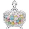 OCEANO Bomboniera Porta Caramelle in Vetro con Coperchio Alzatina Centrotavola Decorativa Portagioie Elegante Contenitore per Confetti, Caramelle e Dolciumi (Trasparente, Girasole)