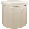 IlGruppone Pouf Contenitore Rotondo Portaoggetti in Ecopelle Poggiapiedi Salotto Sgabello Pouff Camera Design con Coperchio - Tortora