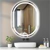 SaniteModar Specchio Ovale Bagno LED 70x90 cm - Specchio Bagno con Luce, Antiappannamento, 3 Colori e Luminosità Regolabile, Installazione Verticale, IP44 Impermeabile