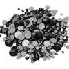 Brillabenny - Strass Termoadesivi per Tessuti, Scarpe e Decorazioni Fai da Te, 1000 Cristalli Hotfix in Dimensioni da 2mm/3mm/4mm/5mm/6mm (Nero)