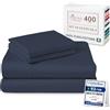 Pizuna Linens Pizuna Set lenzuola letto king size Cotone 160x200 cm Blu 400 fili 4Pz