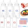 YIYICO Flacone Dosatore Biberon Cucina Bottiglia Squeeze di Plastica 240ml/500ml 6pz Condimento Dispenser con Tappi Senza BPA per Ketchup Senape Mayo Salsa Olio d'oliva (Trasparente)