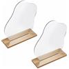 Bustlwor 2 Pezzi Acrilico Specchio Irregolare Senza Cornice, con Base in Legno, Forma di Nuvola, per il Caffè la Camera da Letto il Soggiorno la Hotel