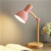 ChaoZan Lampada da tavolo in Legno e Metallo Moderna E27 Lampada da Scrivania Lampada da comodino Ferro Regolabile Con interruttore per Camera da letto soggiorno studia ufficio cucina, Rosa