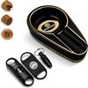 CLZOONG Set di posacenere e tagliasigari, posacenere portatile in ceramica con Cigar Cutter Guillotine, Cutter V-Cut Cutter, set di accessori per sigari, set con confezione regalo per uomini (nero)