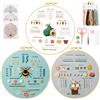 AUAUY Kit di 3 Ricamo Starter, Set da Ricamo Ape per Principianti, con 3 Telaio, 3 Motivi e Istruzioni, 9 Aghi da Ricamo e Accessori, Kit Punto Croce per Principianti, Adulti e Appassionati