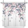 SDOTPMT 105x160cm Rosa Grigio Doccia floreale Tenda Molla Boho Stile vintage Romantico Fioritura fiori Piante Scenario della natura Tenda da bagno per Bagno Vasche da bagno Decorazioni con ganci
