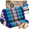 livasia cuscino thai 1 segmento - 75x50x8cm - cuscino triangolare per sedersi, cuneo kapok, supporto lombare pieghevole, materassino thai, fatto a mano (Blu)