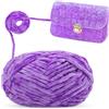 LEREATI Ciniglia Gomitoli per Uncinetto 100g Grossa Filato per Borse Uncinetto, Gomitolo di Lana Ciniglia, Cordino per Cappelli, Coperte, Sciarpe (Viola)