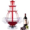 Drepint Fontana di Festa, 3 Livelli Illuminanti LED per Pub, Feste a Casa, Compleanni e Matrimoni, Fontana Elettrica con 5 Tazze Riutilizzabili e Vino Rosso