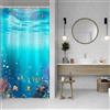 SDOTPMT 90x183cm Tenda da doccia mondo sottomarino colorato corallo pesci tropicali tema animali subacquei Tenda per vasca da bagno per bambini decorazione bagno impermeabile con ganci