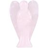 OEBUAFI Decoro a forma di angelo al quarzo rosa, pietra curativa di rosa, decorazione di pietre preziose, struttura fine, finitura superficiale lucida, ca.4x2,5x1 cm