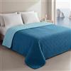 Clara Home Milano Copriletto Trapuntato Capri in Microfibra Manopesca, Double Face, Trapuntino Primavera Estate, Qualità Premium, Made in Italy, Coperta Letto Singolo, Colore Ottanio