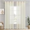 EMEMA Set di 2 Tende in Voile Trasparente per Soggiorno Moderno - Tenda in Lino Con Occhielli 140 x 225cm Bianco Avorio