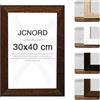 JCNORD MDF Cornice Portafoto in Legno di Noce 30x40 cm con Vetro Acrilico Infrangibile | Moderna per Pareti e Tavoli