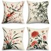 Joymaison Federe Cuscini Divano 45x45 set da 4 Fiori Cinesi Nero Rosso