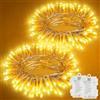 Electight Catena luminosa per esterni, alimentata a batteria, 2 x 5 m, 100 LED, luce bianca calda, impermeabile, con timer e 8 modalità, per esterni, giardino, balcone, Natale, Halloween, feste