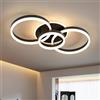 Amdelne Lampada da Soffitto Dimmerabile con Telecomando, 65 cm, 50W,Plafoniera Design Moderno a 3 anelli, per Soggiorno, Camera da letto e Cucina, con Luce Notturna e Funzione Memoria, colore Nero