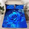 Loussiesd Galaxy Blue Rose Lenzuola Romantico Rosa Floreale Lenzuola Set per Donne Ragazze San Valentino Biancheria Da Letto Lenzuolo Con Angoli Moderno Letto King Size