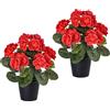 MOTUZP Confezione da 2 Fiori Artificiali Finti con Fiori di Seta di Geranio Finto in Vaso Gerani Artificiali Fiori di Seta Fiori di Seta Finti per Esterno per Giardino Domestico Interno